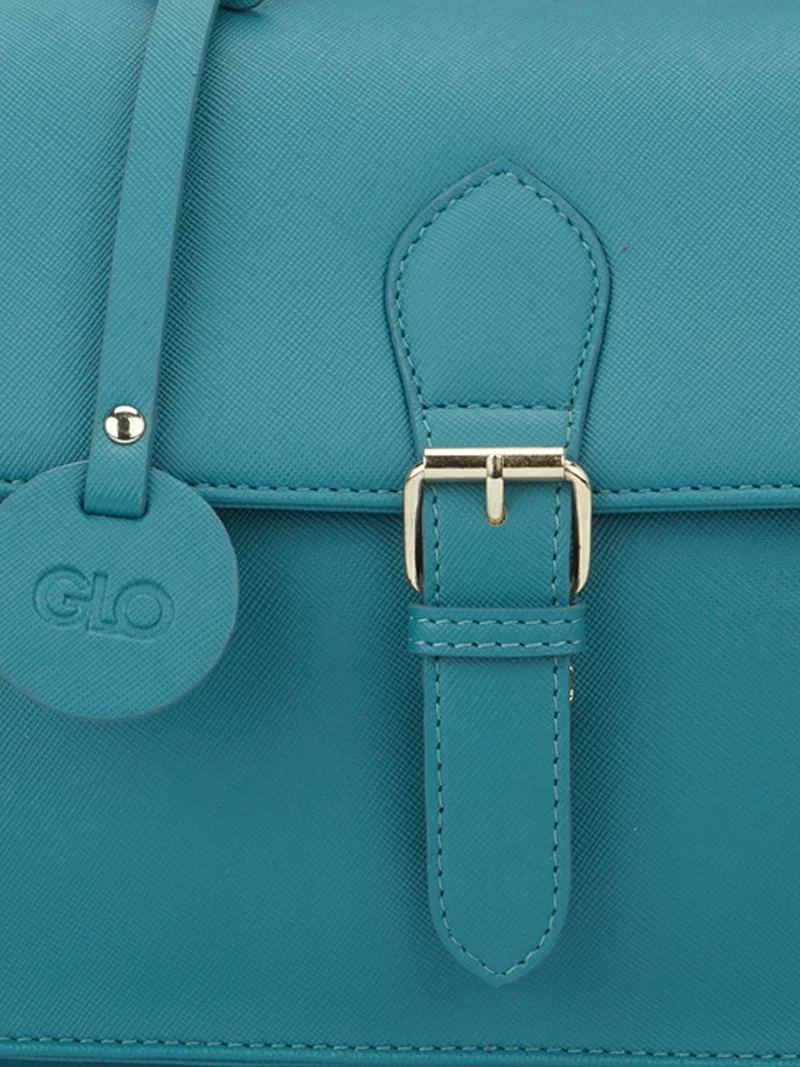 globus  Globus Women Emerald Green Vegan Leather Textured Rectangular Sling Bag With Detachable Strap  | Best Price UAE